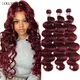 Tissage en Lot Brésilien Remy Naturel Body Wave Rouge Bordeaux 99J Extension de Cheveux 30 Pouces