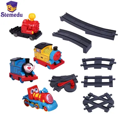 Elektrische Zug gebogene Schiene gerade Schiene Schiene Zubehör große Partikel Bausteine Zubehör DIY für Kinder Baby Geschenk Image