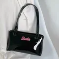 PU Black Barbie Handbag Pink Letter Outgoing Shoulder Bag Underarm Rectangle Casual Fashion