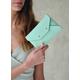 Aqua Green Leather Mini Clutch/Mint Wallet Pastel Envelope Pouch Bridesmaid Gift