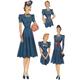 "PDF - Vintage 1940's Sewing Pattern Tea Dress & Accessory Set - Bust: 30\"/ 76.2cm - Instantly Print at Home"