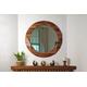 Round mirror, Large decorative round wooden wall mirror, wooden mirror wall, circular wall hanging mirror made from solid walnut wood.