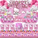 Décoration de fête d'anniversaire Hello Kitty rose pour enfants accessoires de table tasse