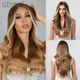 GEMMA – perruque synthétique longue ondulée brun doré mèches naturelles à reflets blonds pour