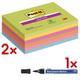 2x 6er-Pack Moderations-Haftnotizblock »Meeting Notes« inkl. Permanent-Marker gelb, Post-it Super Sticky, 20.3x15.2 cm