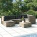 Suzicca 6 Piece Patio Set with Cushions Gray Poly Rattan