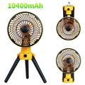 Portable Camping Fans with Light 10400mAh Rechargeable Battery Operated Tent Fan with Hanging Hook and Foldable Tripod Oscillating Table Fan for Tent Outdoor Bedroom