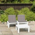 moobody 2 Piece Patio Lounge Set Table and Garden Bench Plastic White Sectional Outdoor Furniture Set for Garden Backyard Balcony