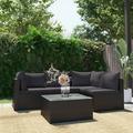 moobody 5 Piece Patio Lounge Set Outdoor Conversation Set with Black Cushion Poly Rattan Sectional Outdoor Furniture Set for Garden Backyard Patio Balcony Poolside