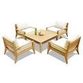 Noida 5 Pc Lounge Chair Set: 4 Lounge Chairs & Coffee Table With Cushions in Sunbrela Fabric #5404 Canvas Natural