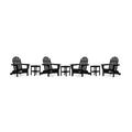 Havenside Home Nelson 7-piece Recycled Plastic Folding Adirondack Chairs and Side Table Set Black