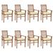 moobody 8 Piece Patio Chairs with Seat Cushion Teak Wood Outdoor Dining Chair Set Wooden Armchairs for Garden Balcony Backyard Furniture 24.4 x 22.2 x 37 Inches (W x D x H)