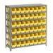 7 Shelf Steel Shelving with (48) 4 H Plastic Shelf Bins Yellow 36 Wx12 Dx39 H