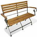 moobody Folding Garden Bench Acacia Wood Patio Porch Chair Steel Frame Outdoor Bench for Patio Backyard Balcony Park Lawn Furniture 44.1 x 18.1 x 33.5 Inches (W x D x H)