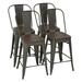 CL.HPAHKL Set of 4 Counter Height Barstool Modern Bar Stool with Back 24 Inches Seat Height Industrial Bar Chairs Indoor Outdoor Metal Kitchen Stools Restaurant Patio Stool Stackableï¼ŒBronze