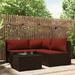 moobody 4 Piece Patio Set with Cushions Brown Poly Rattan