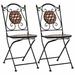 moobody 2 Piece Garden Bistro Chairs Folding Ceramic Seat Iron Frame Outdoor Dining Chair Brown for Patio Balcony Backyard 20.5 x 14.6 x 34.3 Inches (W x D x H)