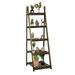 Fionafurn 5-Tier Ladder Shelf Wooden Plant Stand Shelf Foldable Ladder Shelf with Open Storage Shelf For Storage Organizer Home OfficeBronw