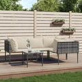 moobody 5 Piece Patio Set with Cushions Gray Poly Rattan
