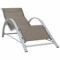moobody Outdoor Sun Lounger Textilene Chaise Lounge Chair Aluminum Frame Sunlounger Taupe for Poolside Patio Balcony Garden 65.7 x 23.6 x 26 Inches (L x W x H)