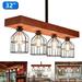 iMeshbean Kitchen Island Lights 4 Lights Farmhouse Light Fixture Semi Flush Mount Ceiling Light Fixtures Wood Chanelier for Dining Room Kitchen Island Bar Billiard Pool Table E26 Bulb Base