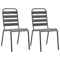 moobody Stackable Outdoor Chairs 2 PCS Steel Patio Garden Dining Chair Grey
