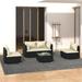 moobody 5 Piece Patio Set with Cushions Poly Rattan Black