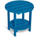 Nalone 2 -Tier Outdoor Side Table HDPE Adirondack Table Patio Side Table Weather Resistant End Table Small Outdoor Table (Round Navy Blue)