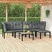 moobody 6 Piece Outdoor Patio Furniture Set Sectional Sofa Set with Dark Gray Seat and Back Cushions Black Poly Rattan Conversation Set for Garden Deck Poolside Backyard