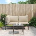 Suzicca 3 Piece Patio Set with Cushions Gray Poly Rattan