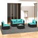 moobody 5 Piece Patio Set with Cushions Poly Rattan Black