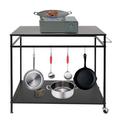 2 Shelf Outdoor Stainless Steel Prep Table 33.46x19.49x31.49in Outdoor BBQ Prep Table Grill Station Movable Dining Cart Table Oven Stand