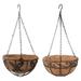 NUOLUX 2Pcs Yard Hanging Planter Basket with Coco Liner Flower Plant Pot with Hanging Chain