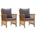 moobody 2 Piece Garden Chairs with Cushion and Pillow Acacia Wood Armchair for Patio Terrace Balcony Backyard Outdoor Furniture 23.2 x 26.4 x 32.7 Inches (W x D x H)