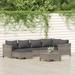 Suzicca 7 Piece Patio Set with Cushions Gray Poly Rattan