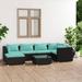 moobody 7 Piece Patio Set with Cushions Poly Rattan Black