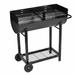 moobody Charcoal BBQ Stand with Lower Shelf and Wheels Steel Barbecue Grill Black for Camping Cooking Grilling Smoking Picnic Hiking Party Garden Patio 39.4 Inch Length