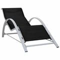 moobody Outdoor Sun Lounger Textilene Chaise Lounge Chair Aluminum Frame Sunlounger Black for Poolside Patio Balcony Garden 65.7 x 23.6 x 26 Inches (L x W x H)