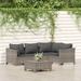 Suzicca 5 Piece Patio Set with Cushions Gray Poly Rattan