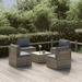 Dcenta 5 Piece Patio Set with Cushions Gray Poly Rattan