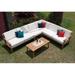 Giva Sectional 5 Pc Sofa Set: 2 Sofas(Left & Right) Corner Piece Lounge Chair & Coffee Table With Cushions in Sunbrela Fabric #57003 Canvas White