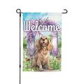 VIVACITE Dog Garden Flag Welcome Garden Flags 12x18 Double Sided Garden Decor for Outside Outdoor Patio Decor Front Porch Decorations Outdoor Art Yard Decor Small Garden Flags - Cocker Spaniel