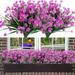 GRNSHTS 10 Bundles Artificial Flowers Fake Boxwood Plants Faux Plastic Lotus Shrubs UV Resistant No Fade Faux Greenery for Home Garden Hanging Planter Porch Patio Decoration (Fuchsia)