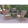 W00212-2-CES006 Windsor Honey Wicker Chair & End Table Set with Tan Cushion