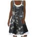 knqrhpse Sundresses for Women Casual Dresses For Women Casual Dress Long Beach Casual Dress Maxi Loose Floral Women s Printing Sleeveless Women s Dress Womens Dresses Grey Dress L