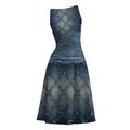 knqrhpse Sundresses for Women Casual Dresses For Women Midi Dresses for Women Women s Round Neck Sleeveless Splicing Print Fashion Casual Dress Womens Dresses Blue Dress Xxl