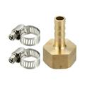 Unique Bargains 1pcs 5/16 Barb x 1/2 NPT Female Brass Fitting Hose Adapter 8mm OD Brass Hose Fitting with 2 Clamps