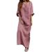 knqrhpse Casual Dresses Maxi Dress Linen Dress Loose Summer Long And Yarn-Dyed Dresses Striped Dress Women s Cotton Women s Dress Womens Dresses Red Dress S