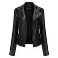 Dezsed Women s Faux Leather Motocross Racer Jacket Clearance Women s Slim Leather Stand Collar Zip Motorcycle Suit Belt Coat Jacket Tops Black XXL