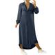 knqrhpse Casual Dresses Denim Dress Long Sleeve Dress Midi Dresses Solid V Pocket Dress Long Long Button Loose Denim Casual Women Sleeve Dress Neck Women s Casual Dress Dark Blue Dress Xl